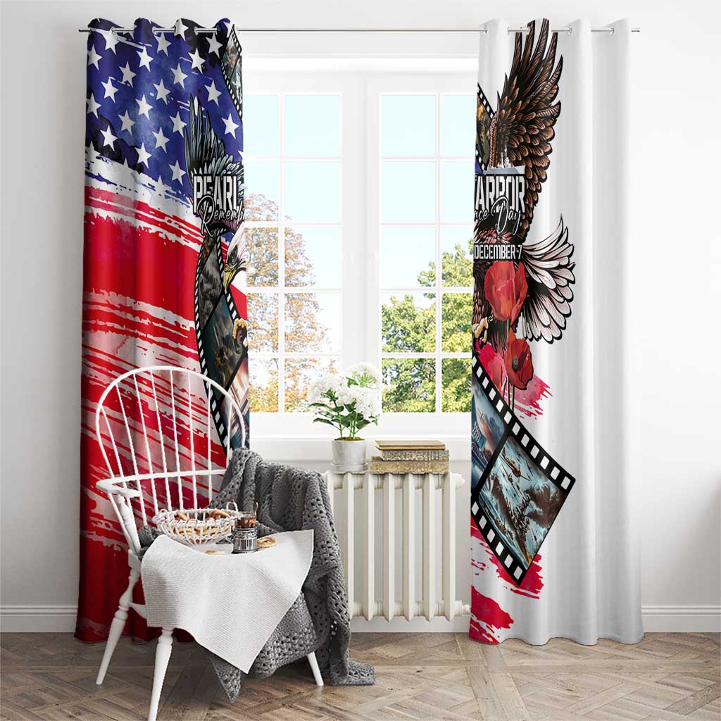 Pearl Harbor Remembrance Day Window Curtain Lest We Forget - The Bald Eagle Remembers - Polynesian Pride