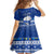 Palau Christmas Kid Short Sleeve Dress Snowman Hugs Palau Coat of Arms Maori Pattern Blue Style LT03 - Polynesian Pride