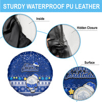 Palau Christmas Spare Tire Cover Snowman Hugs Palau Coat of Arms Maori Pattern Blue Style LT03 - Polynesian Pride