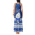 Palau Christmas Tank Maxi Dress Snowman Hugs Palau Coat of Arms Maori Pattern Blue Style LT03 - Polynesian Pride