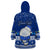 Personalised Palau Christmas Wearable Blanket Hoodie Snowman Hugs Palau Coat of Arms Maori Pattern Blue Style LT03 - Polynesian Pride