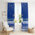 Personalised Palau Christmas Window Curtain Snowman Hugs Palau Coat of Arms Maori Pattern Blue Style LT03 - Polynesian Pride