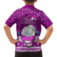Palau Christmas Kid Hawaiian Shirt Snowman Hugs Palau Coat of Arms Maori Pattern Pink Style LT03 - Polynesian Pride