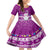 Palau Christmas Kid Short Sleeve Dress Snowman Hugs Palau Coat of Arms Maori Pattern Pink Style LT03 KID Pink - Polynesian Pride