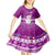 Palau Christmas Kid Short Sleeve Dress Snowman Hugs Palau Coat of Arms Maori Pattern Pink Style LT03 - Polynesian Pride