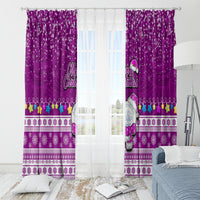 Palau Christmas Window Curtain Snowman Hugs Palau Coat of Arms Maori Pattern Pink Style LT03 - Polynesian Pride