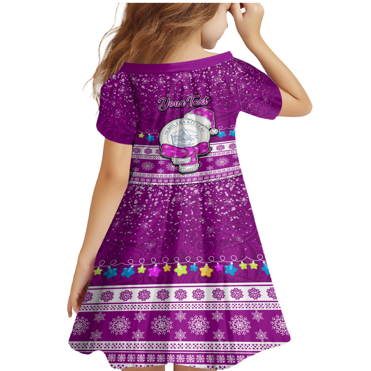 Personalised Palau Christmas Family Matching Mermaid Dress and Hawaiian Shirt Snowman Hugs Palau Coat of Arms Maori Pattern Pink Style LT03 - Polynesian Pride