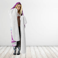 Personalised Palau Christmas Hooded Blanket Snowman Hugs Palau Coat of Arms Maori Pattern Pink Style LT03 - Polynesian Pride