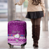 Personalised Palau Christmas Luggage Cover Snowman Hugs Palau Coat of Arms Maori Pattern Pink Style LT03 - Polynesian Pride