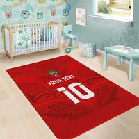 Custom Mate Ma'a Tonga Rugby Area Rug Ngatu Tribal Motifs Sporty Style - Polynesian Pride