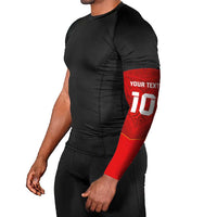 Custom Mate Ma'a Tonga Rugby Arm Sleeves Ngatu Tribal Motifs Sporty Style - Polynesian Pride