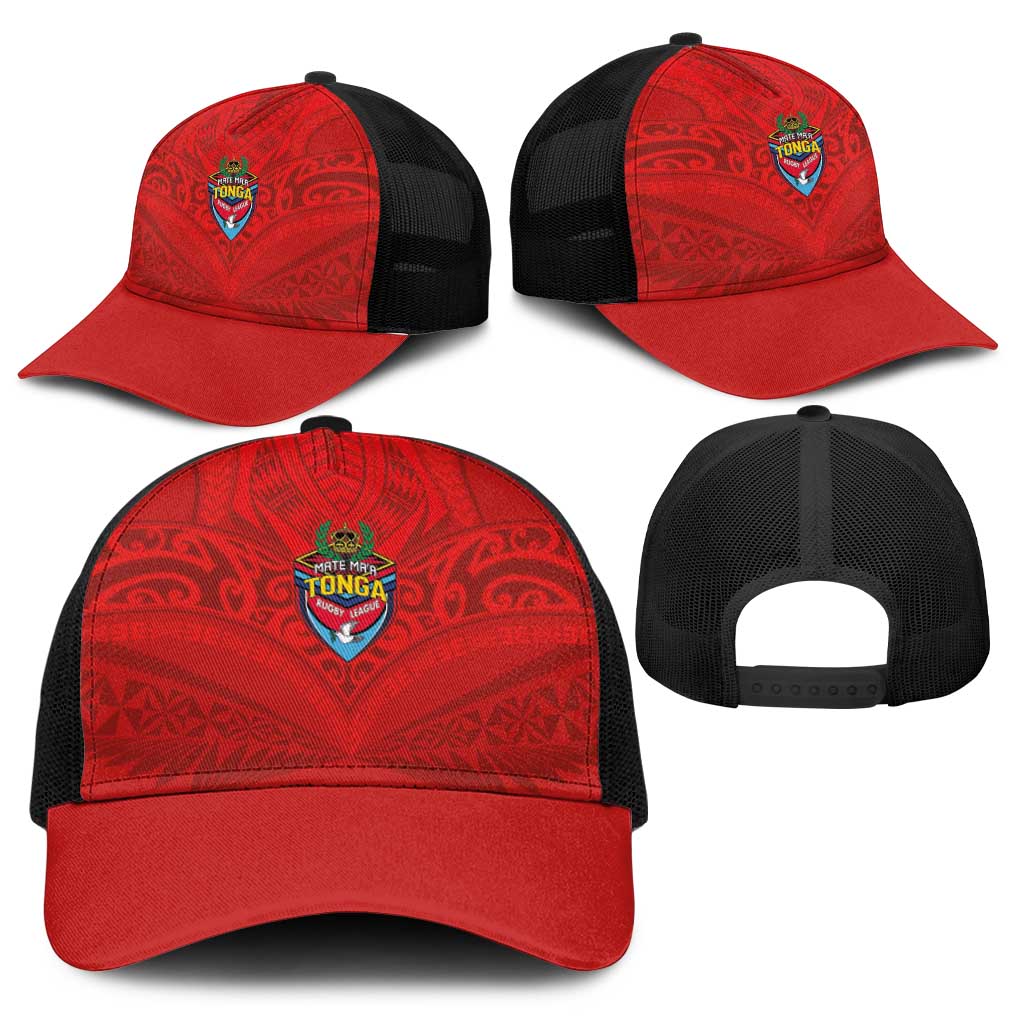 Mate Ma'a Tonga Rugby Baseball Net Cap Ngatu Tribal Motifs Sporty Style - Polynesian Pride