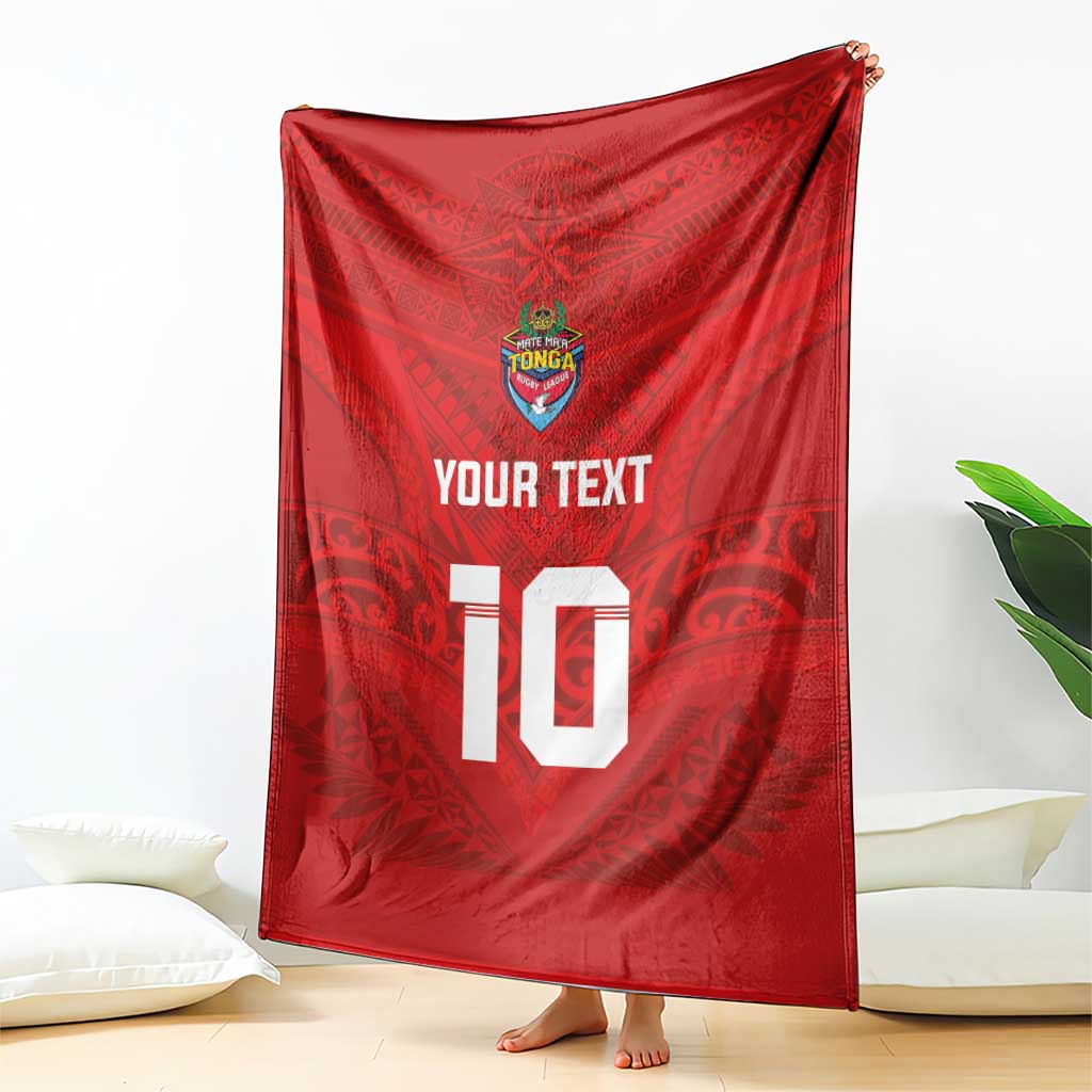 Custom Mate Ma'a Tonga Rugby Blanket Ngatu Tribal Motifs Sporty Style LT03 - Polynesian Pride