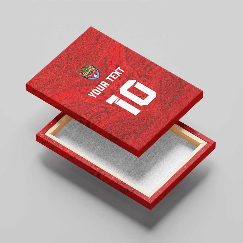Custom Mate Ma'a Tonga Rugby Canvas Wall Art Ngatu Tribal Motifs Sporty Style - Polynesian Pride