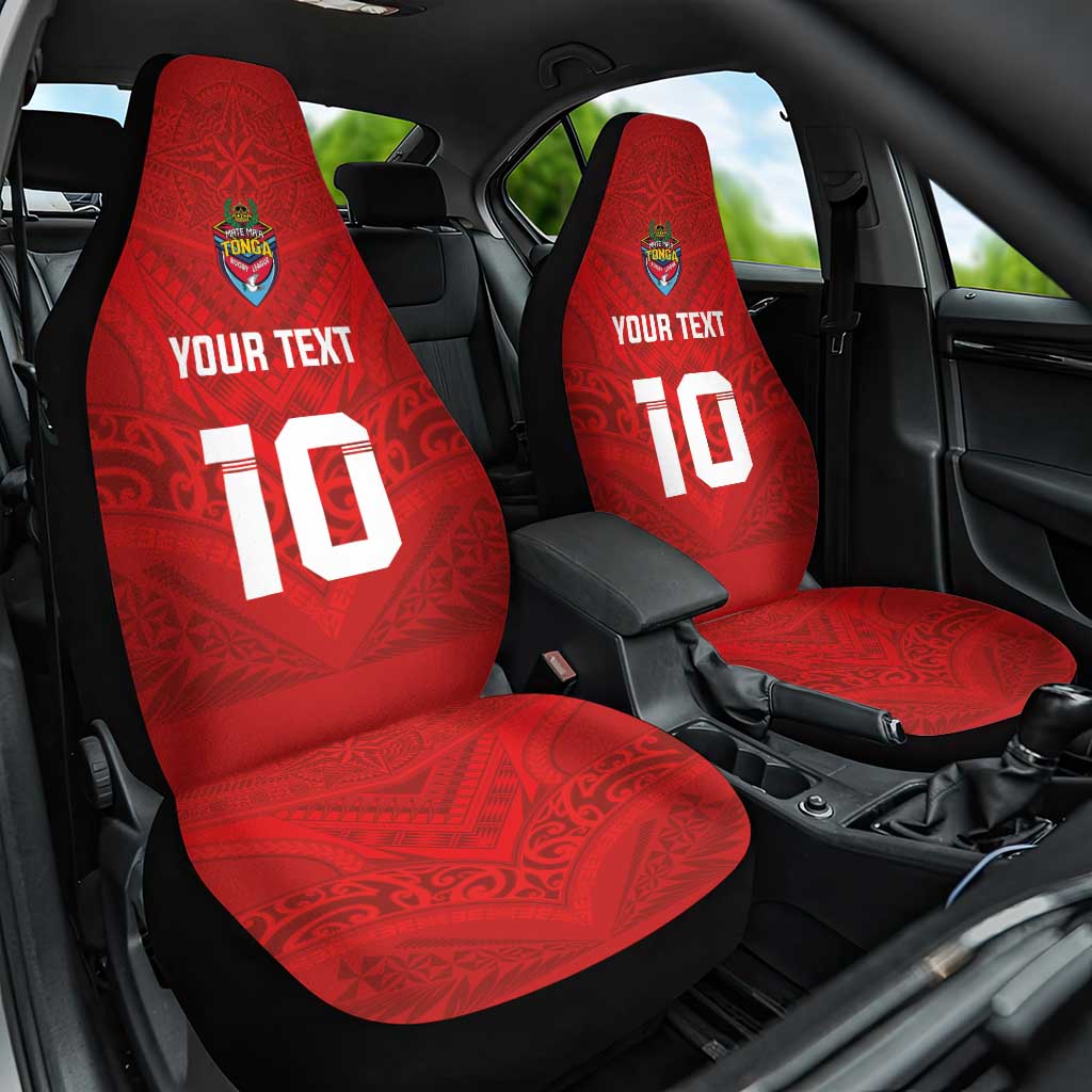Custom Mate Ma'a Tonga Rugby Car Seat Cover Ngatu Tribal Motifs Sporty Style LT03 One Size Red - Polynesian Pride