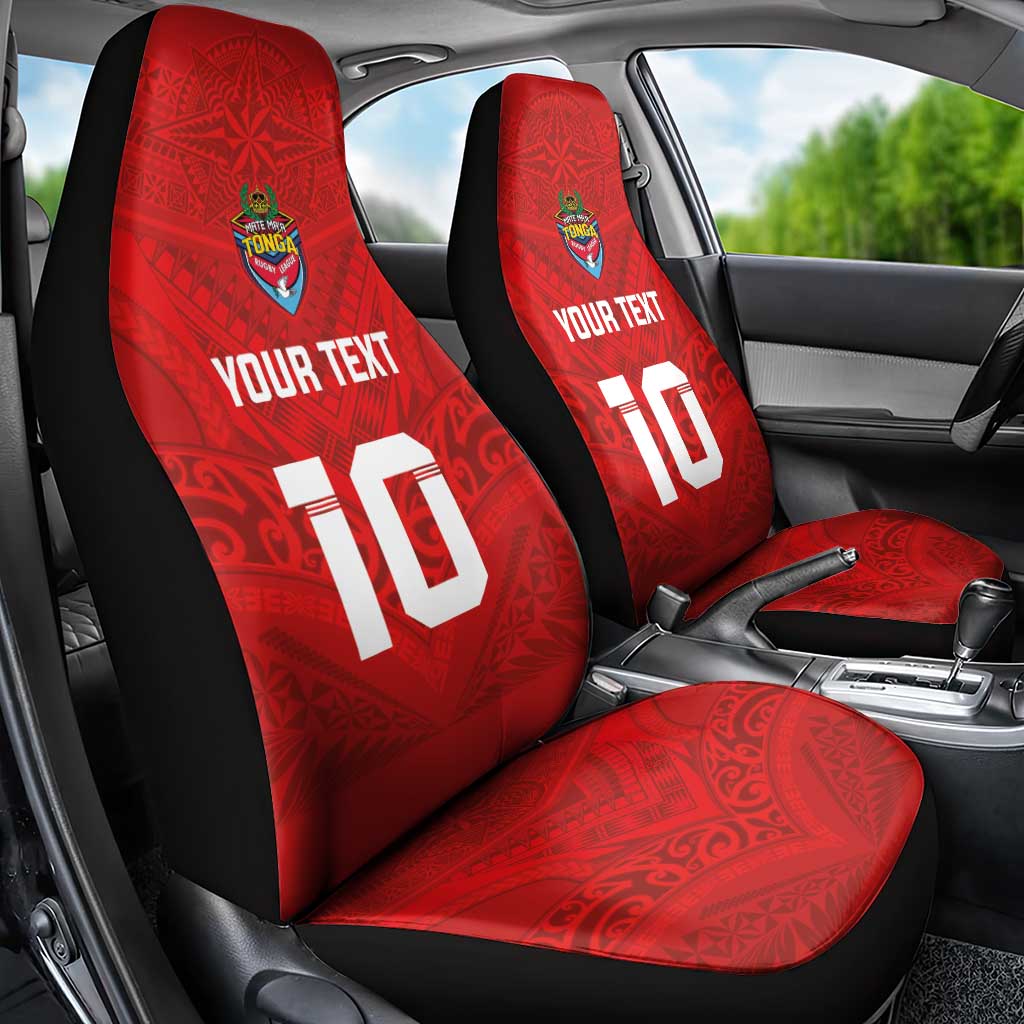 Custom Mate Ma'a Tonga Rugby Car Seat Cover Ngatu Tribal Motifs Sporty Style LT03 - Polynesian Pride