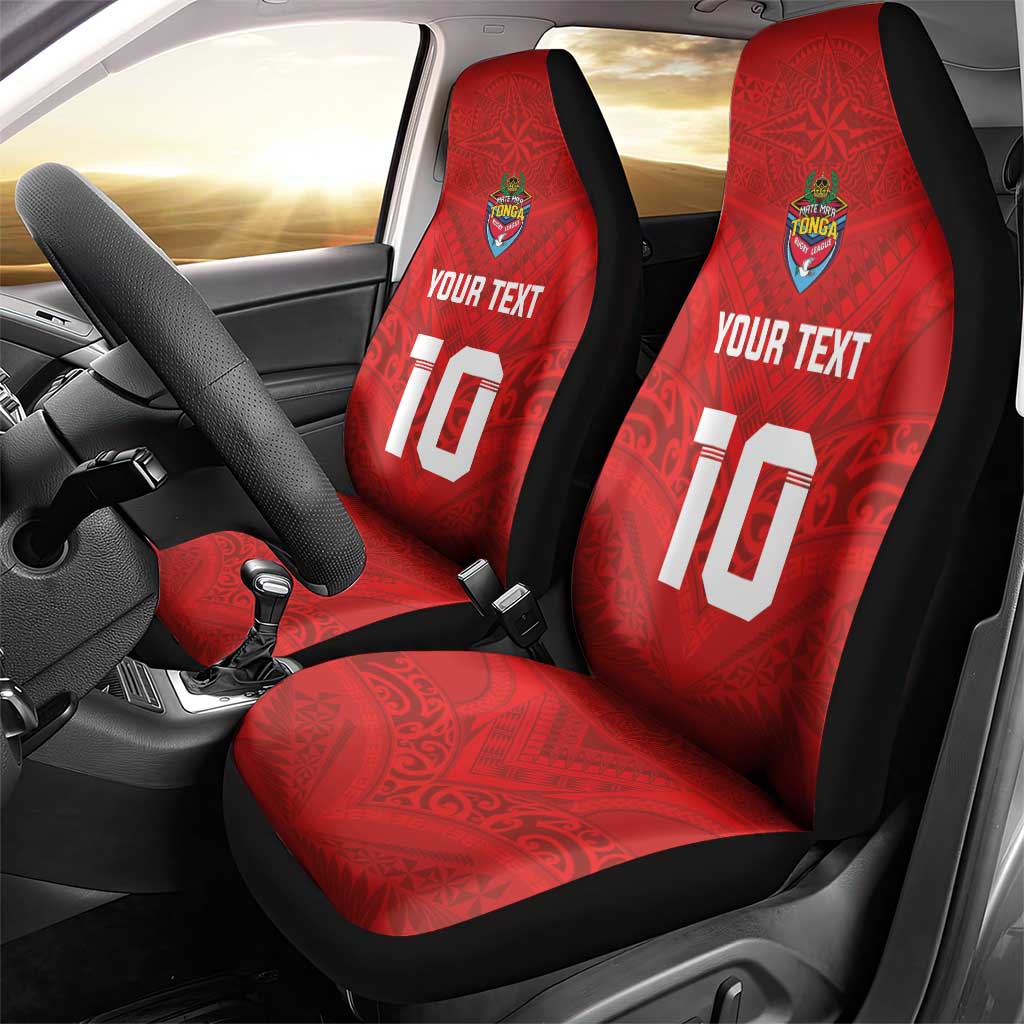 Custom Mate Ma'a Tonga Rugby Car Seat Cover Ngatu Tribal Motifs Sporty Style LT03 - Polynesian Pride