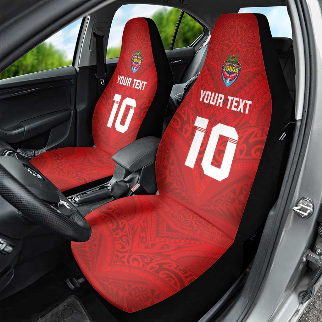 Custom Mate Ma'a Tonga Rugby Car Seat Cover Ngatu Tribal Motifs Sporty Style LT03 - Polynesian Pride