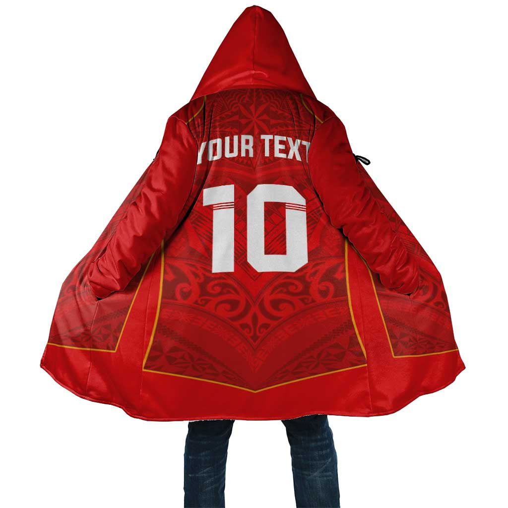 Custom Mate Ma'a Tonga Rugby Cloak Ngatu Tribal Motifs Sporty Style - Polynesian Pride