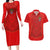 Custom Mate Ma'a Tonga Rugby Couples Matching Long Sleeve Bodycon Dress and Hawaiian Shirt Ngatu Tribal Motifs Sporty Style - Polynesian Pride