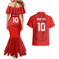 Custom Mate Ma'a Tonga Rugby Couples Matching Mermaid Dress and Hawaiian Shirt Ngatu Tribal Motifs Sporty Style LT03 - Polynesian Pride