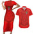 Custom Mate Ma'a Tonga Rugby Couples Matching Short Sleeve Bodycon Dress and Hawaiian Shirt Ngatu Tribal Motifs Sporty Style - Polynesian Pride