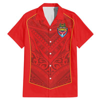 Custom Mate Ma'a Tonga Rugby Family Matching Mermaid Dress and Hawaiian Shirt Ngatu Tribal Motifs Sporty Style LT03 Dad's Shirt - Short Sleeve Red - Polynesian Pride