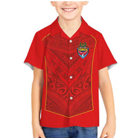 Custom Mate Ma'a Tonga Rugby Family Matching Mermaid Dress and Hawaiian Shirt Ngatu Tribal Motifs Sporty Style LT03 Son's Shirt Red - Polynesian Pride