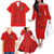 Custom Mate Ma'a Tonga Rugby Family Matching Off The Shoulder Long Sleeve Dress and Hawaiian Shirt Ngatu Tribal Motifs Sporty Style - Polynesian Pride