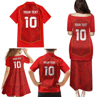 Custom Mate Ma'a Tonga Rugby Family Matching Puletasi and Hawaiian Shirt Ngatu Tribal Motifs Sporty Style LT03 - Polynesian Pride