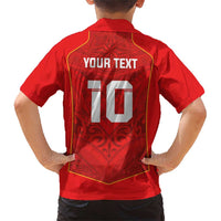 Custom Mate Ma'a Tonga Rugby Family Matching Short Sleeve Bodycon Dress and Hawaiian Shirt Ngatu Tribal Motifs Sporty Style LT03 - Polynesian Pride