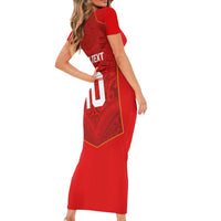 Custom Mate Ma'a Tonga Rugby Family Matching Short Sleeve Bodycon Dress and Hawaiian Shirt Ngatu Tribal Motifs Sporty Style LT03 - Polynesian Pride