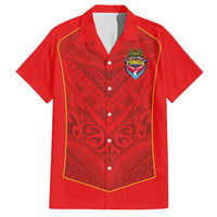Custom Mate Ma'a Tonga Rugby Family Matching Summer Maxi Dress and Hawaiian Shirt Ngatu Tribal Motifs Sporty Style LT03 Dad's Shirt - Short Sleeve Red - Polynesian Pride