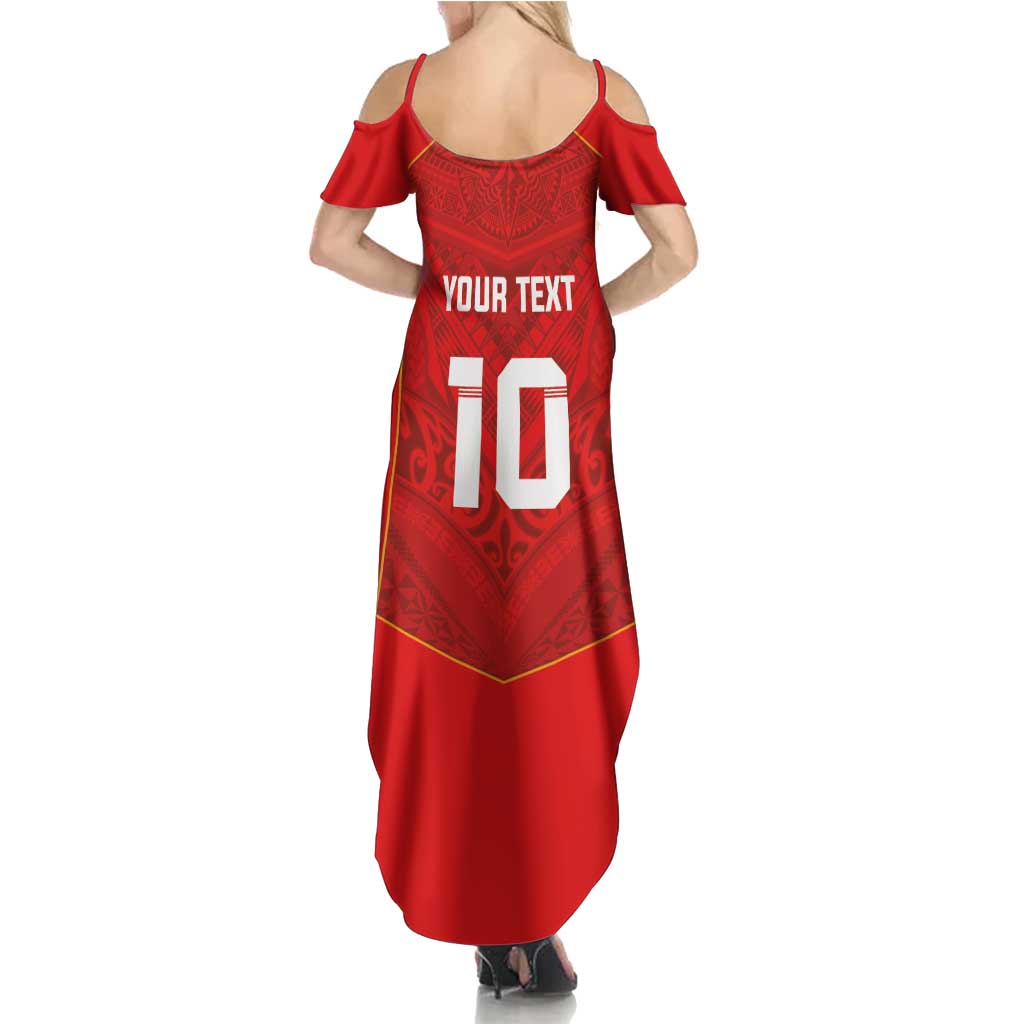 Custom Mate Ma'a Tonga Rugby Family Matching Summer Maxi Dress and Hawaiian Shirt Ngatu Tribal Motifs Sporty Style LT03 - Polynesian Pride