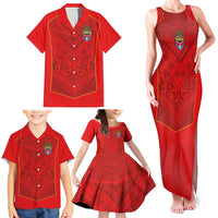 Custom Mate Ma'a Tonga Rugby Family Matching Tank Maxi Dress and Hawaiian Shirt Ngatu Tribal Motifs Sporty Style LT03 - Polynesian Pride