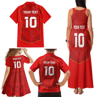 Custom Mate Ma'a Tonga Rugby Family Matching Tank Maxi Dress and Hawaiian Shirt Ngatu Tribal Motifs Sporty Style LT03 - Polynesian Pride