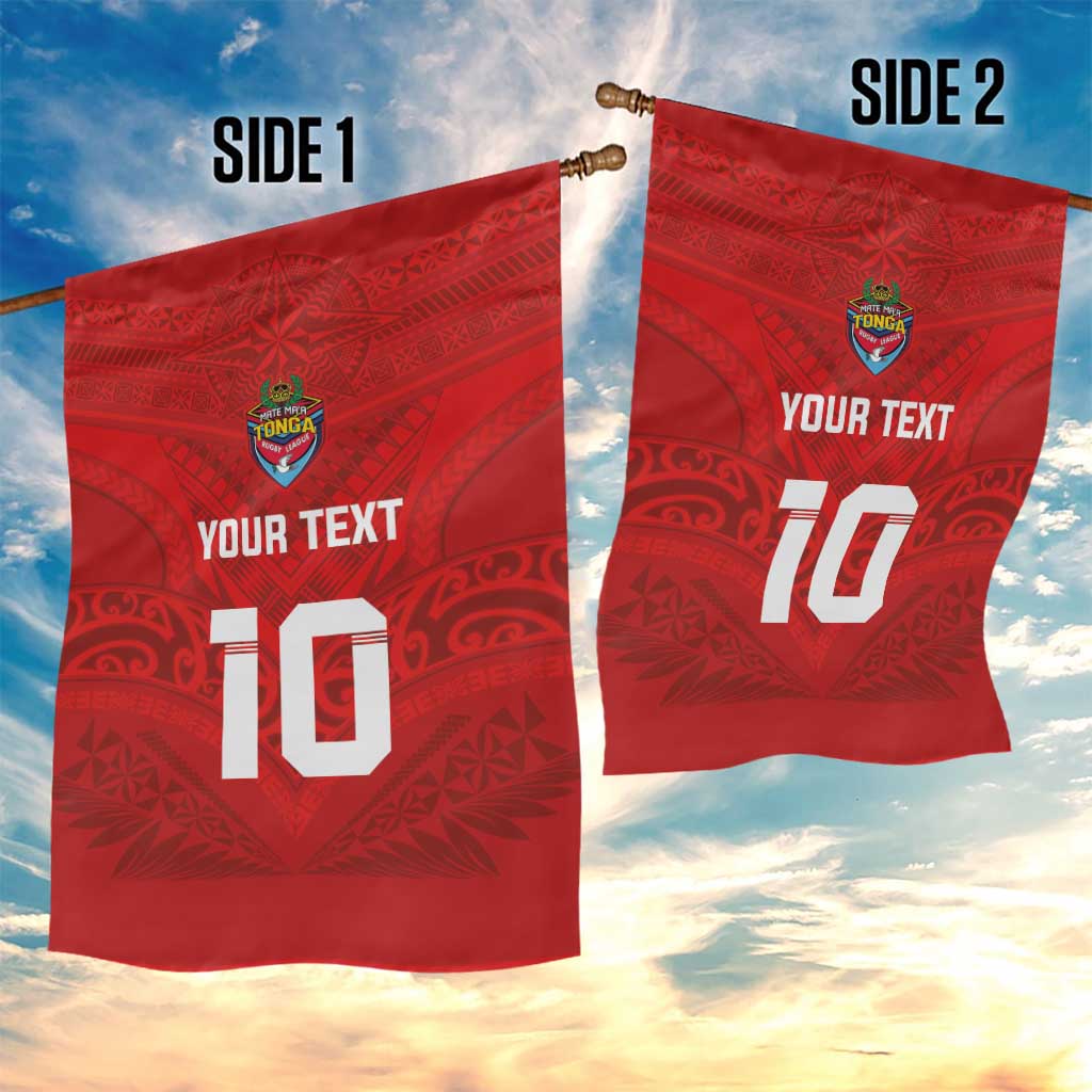 Custom Mate Ma'a Tonga Rugby Garden Flag Ngatu Tribal Motifs Sporty Style - Polynesian Pride