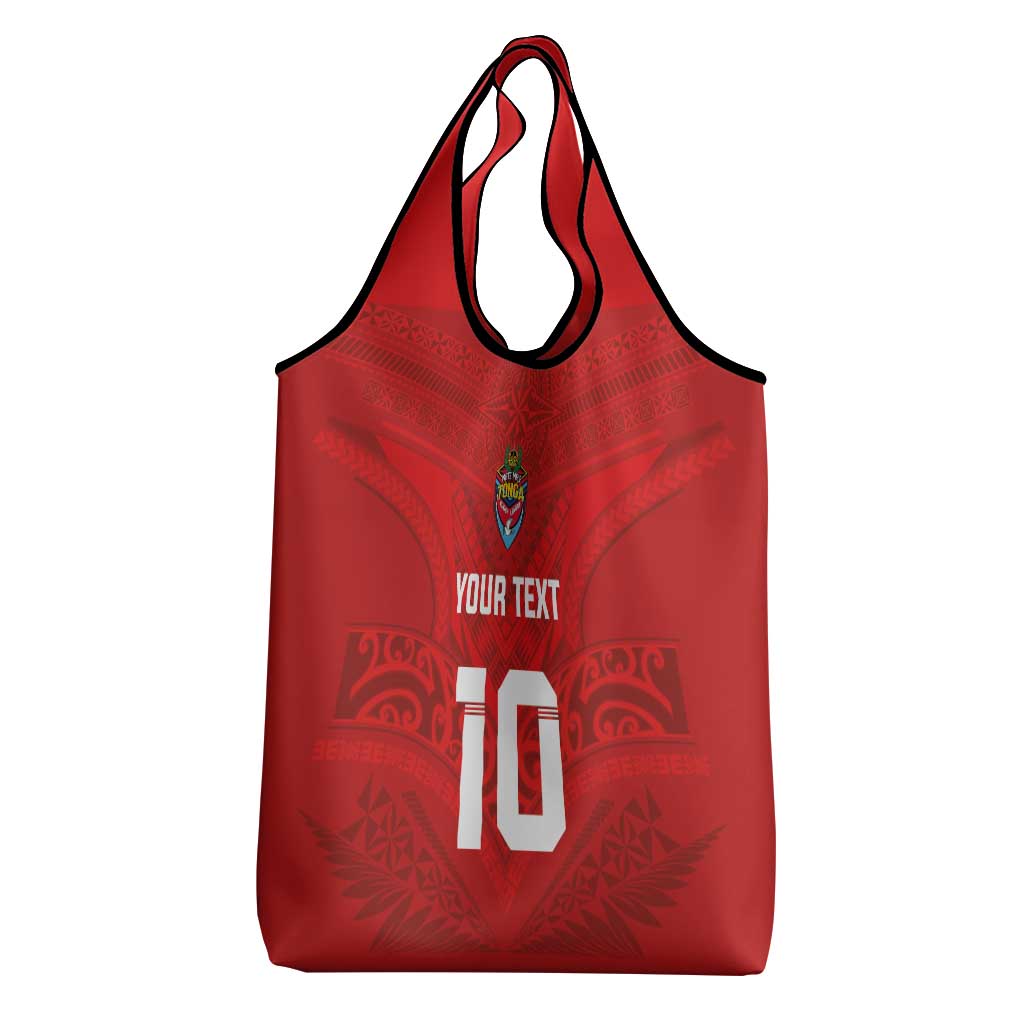 Custom Mate Ma'a Tonga Rugby Grocery Bag Ngatu Tribal Motifs Sporty Style - Polynesian Pride