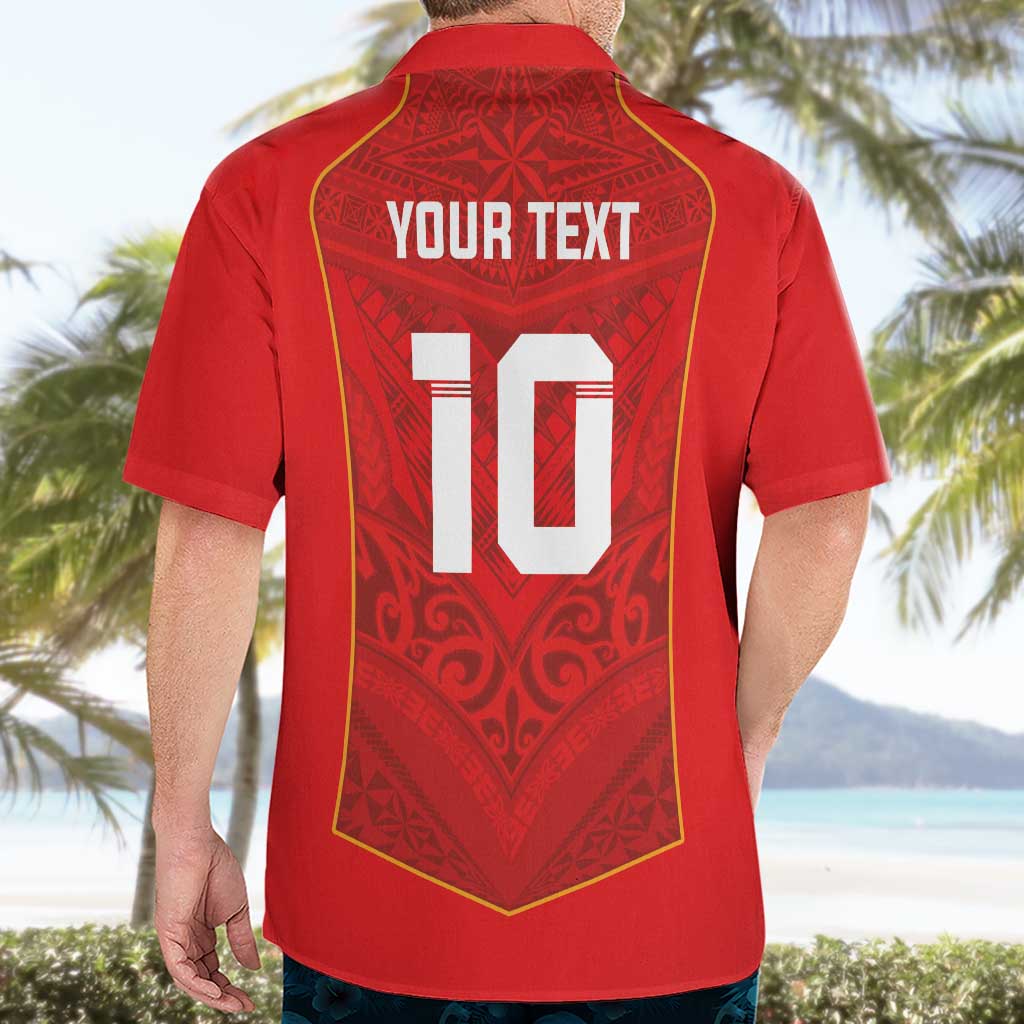 Custom Mate Ma'a Tonga Rugby Hawaiian Shirt Ngatu Tribal Motifs Sporty Style - Polynesian Pride