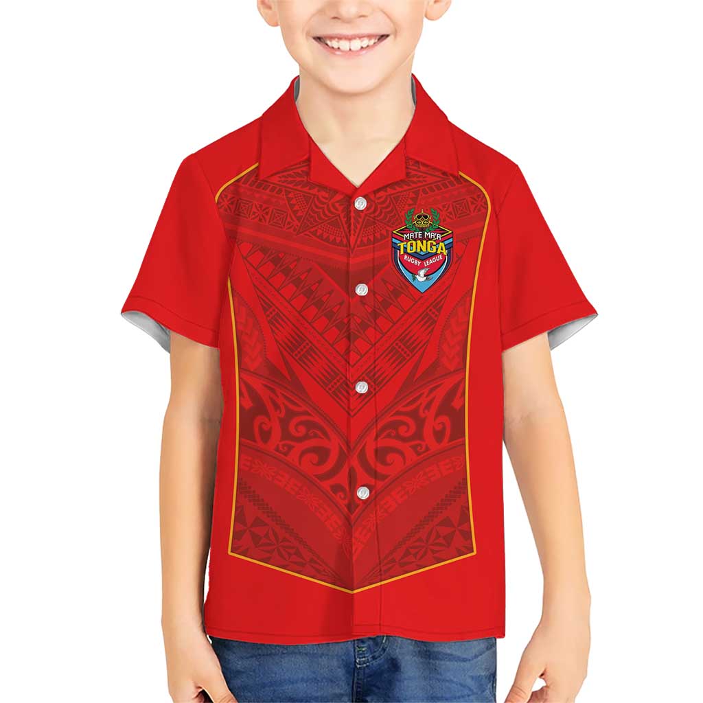 Custom Mate Ma'a Tonga Rugby Hawaiian Shirt Ngatu Tribal Motifs Sporty Style - Polynesian Pride