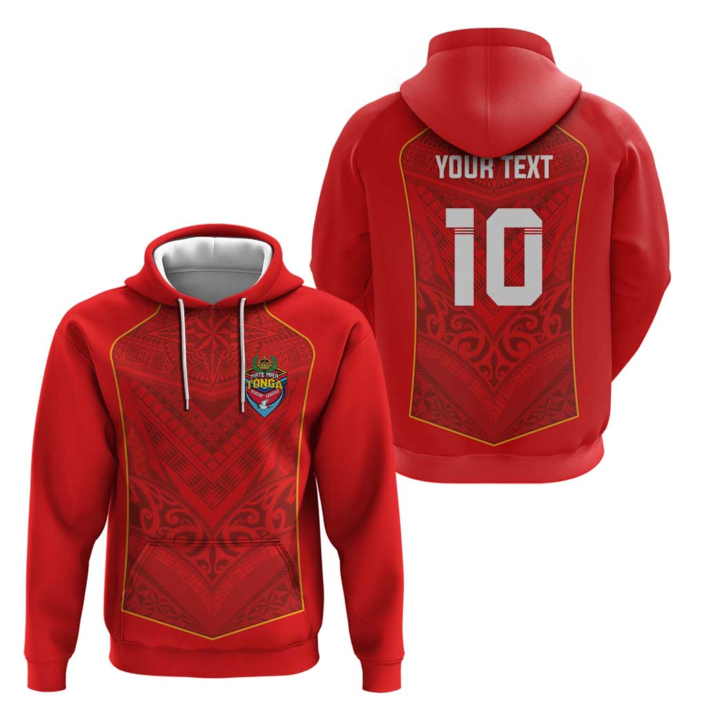 Custom Mate Ma'a Tonga Rugby Hoodie Ngatu Tribal Motifs Sporty Style - Polynesian Pride