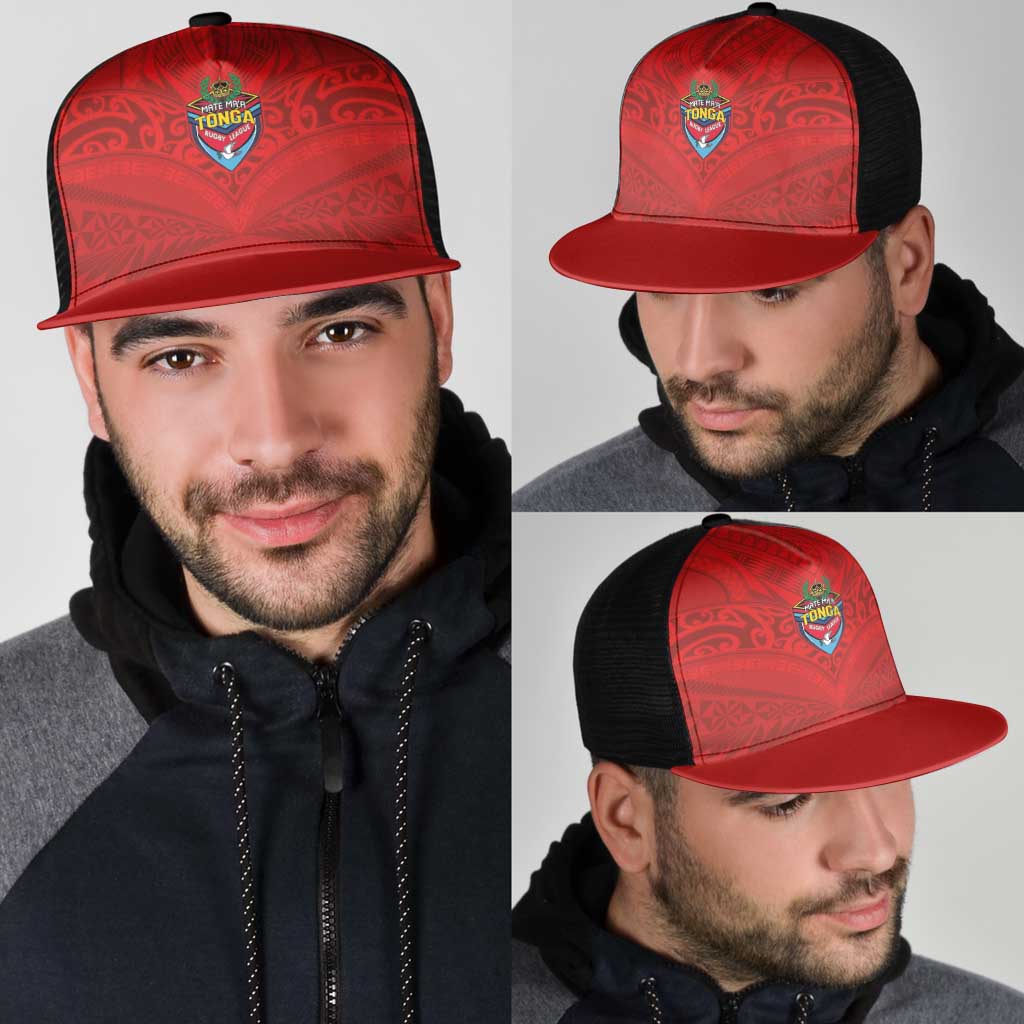 Mate Ma'a Tonga Rugby Mesh Trucker Cap Ngatu Tribal Motifs Sporty Style - Polynesian Pride