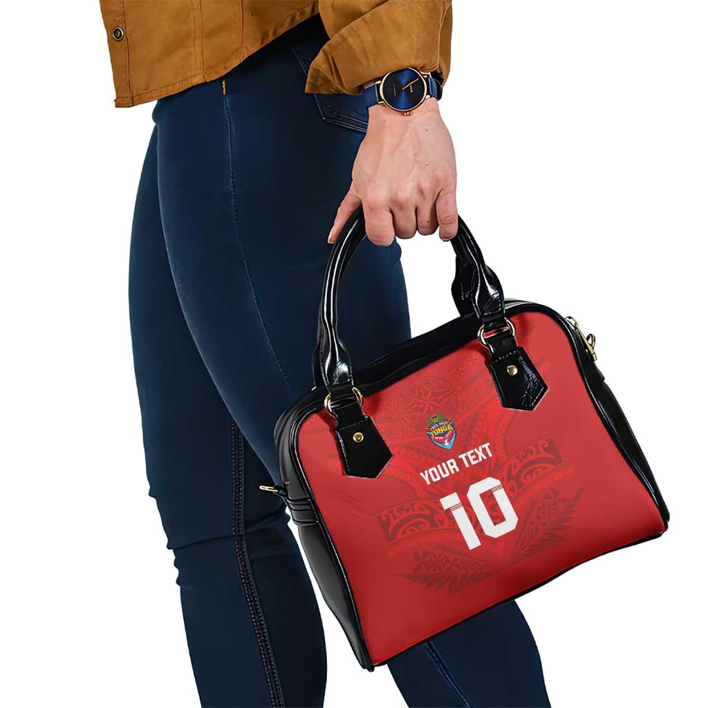 Custom Mate Ma'a Tonga Rugby Shoulder Handbag Ngatu Tribal Motifs Sporty Style - Polynesian Pride