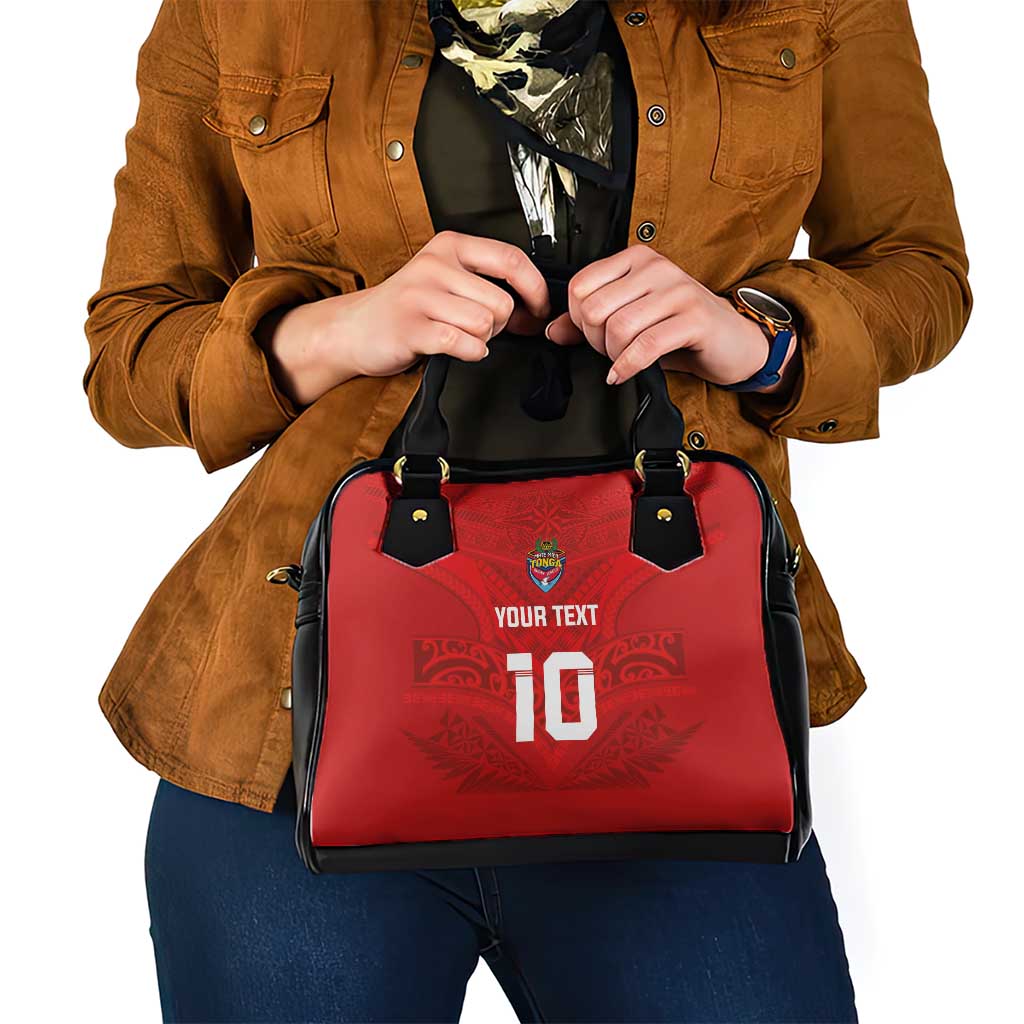 Custom Mate Ma'a Tonga Rugby Shoulder Handbag Ngatu Tribal Motifs Sporty Style - Polynesian Pride