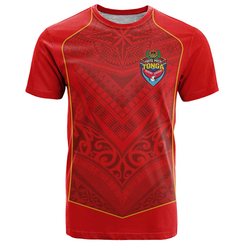 Custom Mate Ma'a Tonga Rugby T Shirt Ngatu Tribal Motifs Sporty Style - Polynesian Pride
