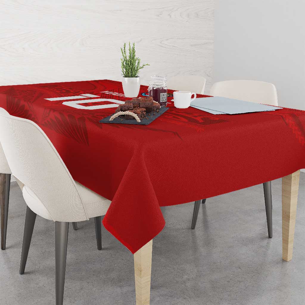 Custom Mate Ma'a Tonga Rugby Tablecloth Ngatu Tribal Motifs Sporty Style - Polynesian Pride