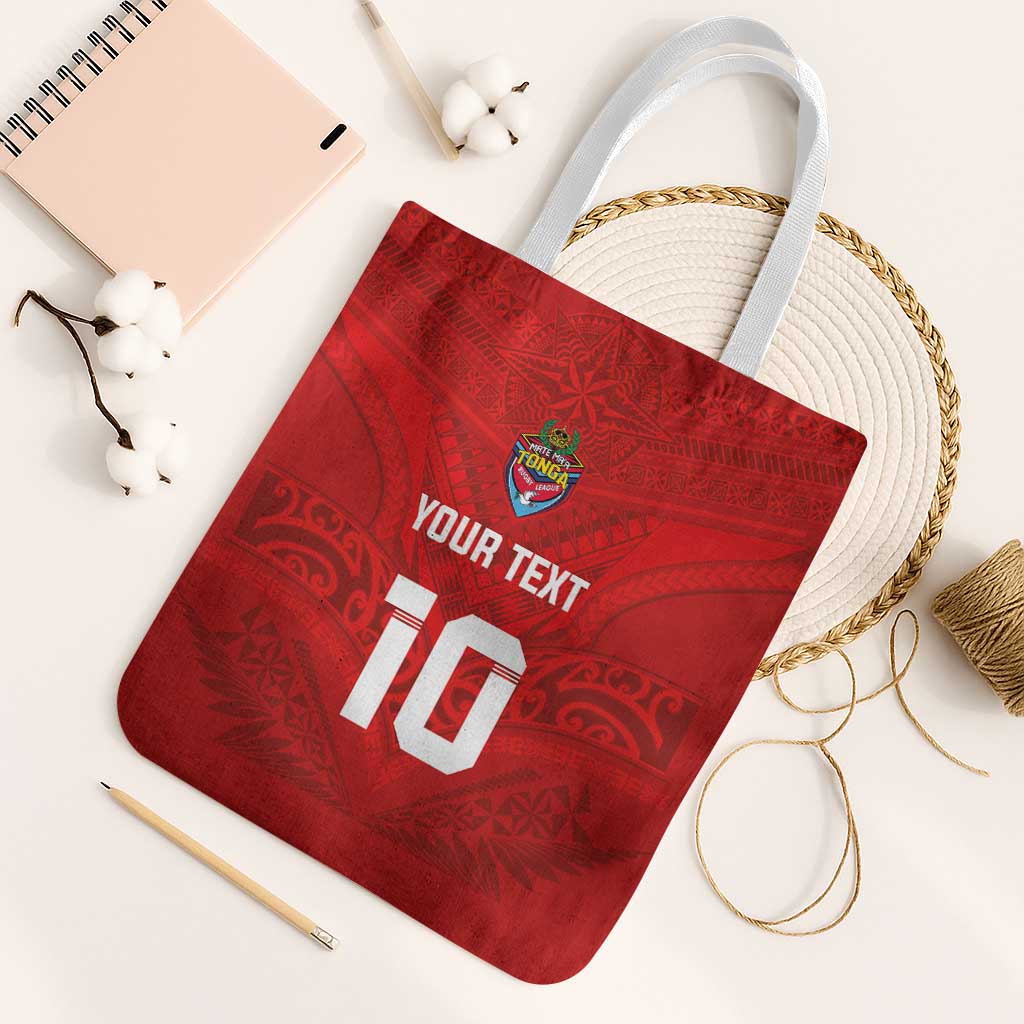 Custom Mate Ma'a Tonga Rugby Tote Bag Ngatu Tribal Motifs Sporty Style - Polynesian Pride