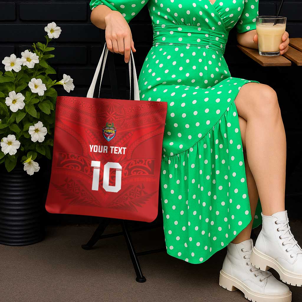 Custom Mate Ma'a Tonga Rugby Tote Bag Ngatu Tribal Motifs Sporty Style - Polynesian Pride