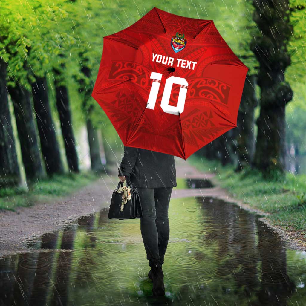 Custom Mate Ma'a Tonga Rugby Umbrella Ngatu Tribal Motifs Sporty Style - Polynesian Pride