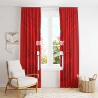 Custom Mate Ma'a Tonga Rugby Window Curtain Ngatu Tribal Motifs Sporty Style - Polynesian Pride